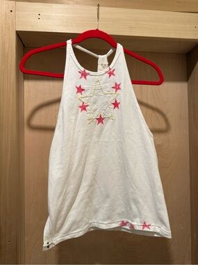 We The Free White Star Embroidered Halter Tank Top Size XSMALL NWT